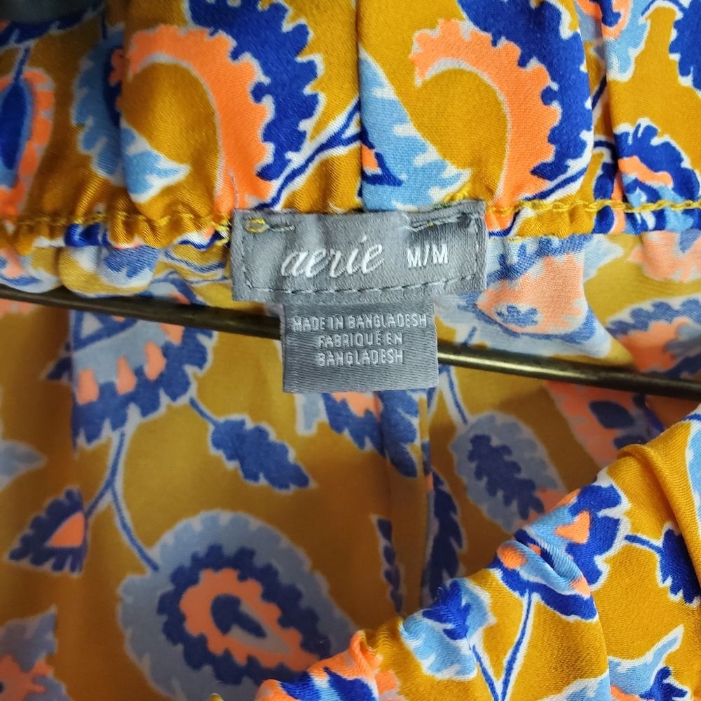 ARIE SIZE MEDIUM GOLDENROD FLUORESCENT ORANGE BLUE SILKY SLEEP SHORT - Picture 5 of 9